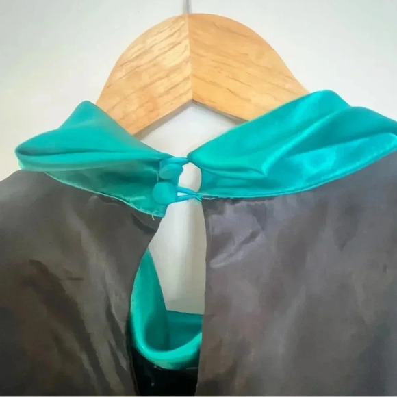 STUNNING VTG Art Deco Layered Geometric Colorblock Satin Secretary Blouse 8 - Picture 5 of 10